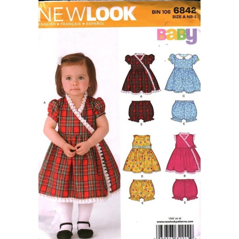 New‎ Look 6842 Baby Dress and Bloomers Sewing Pattern Size NB-L cut